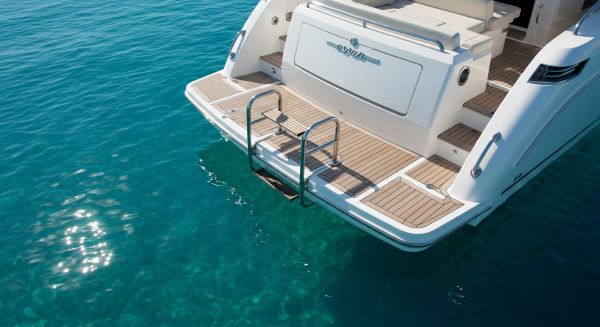 Close-up view of professionally installed stern thruster on yacht stern